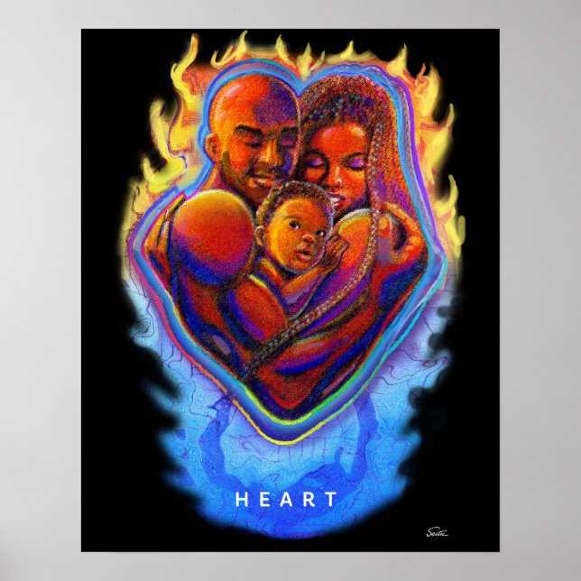 Póster Poster de amor negro de Heart Flame (Frente)