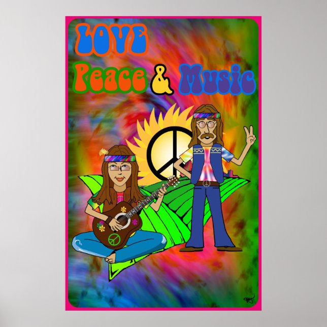 Póster Poster de amor, paz y música (Frente)