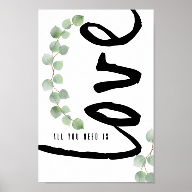 Póster Poster de amor personalizado Eucalyptus Greenery (Frente)