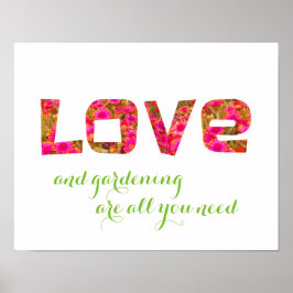 Póster poster de amor y jardinería para los jardineros