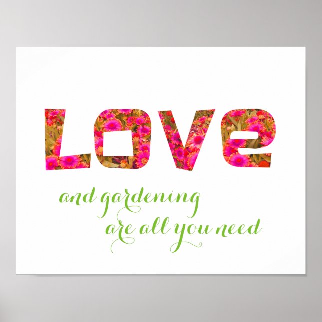 Póster poster de amor y jardinería para los jardineros (Frente)