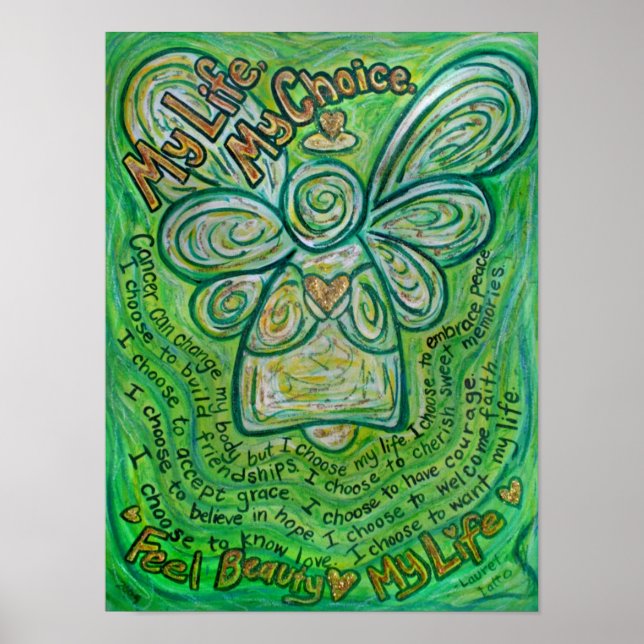 Póster Poster de ángel de cáncer verde de mi vida (Frente)