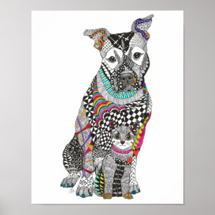 Póster Poster de ángel de perro y gato guardián - 11"x14"