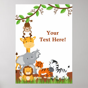 Póster Poster de animales de bebé en la jungla
