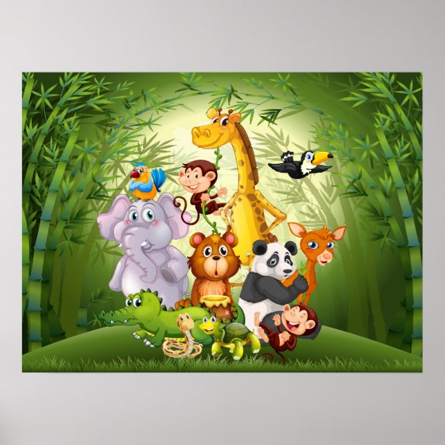Póster Poster de animales de la jungla (Frente)