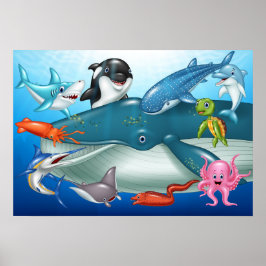 Póster Poster de animales de mar personalizado