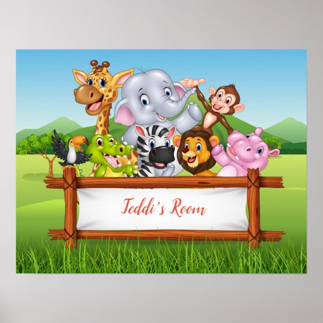 Póster poster de animales de safari personalizado (Frente)