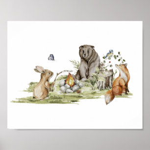 Póster Poster de animales de Woodland
