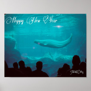 Póster Poster de Año Nuevo de la ballena de Beluga