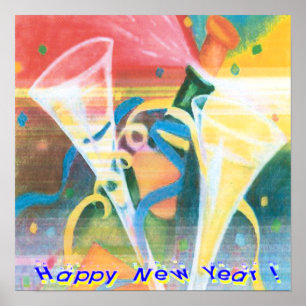 Póster Poster de Año Nuevo pintado