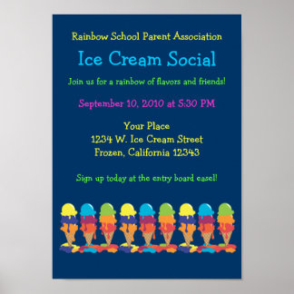 Póster Poster de anuncio de Fiesta de helado