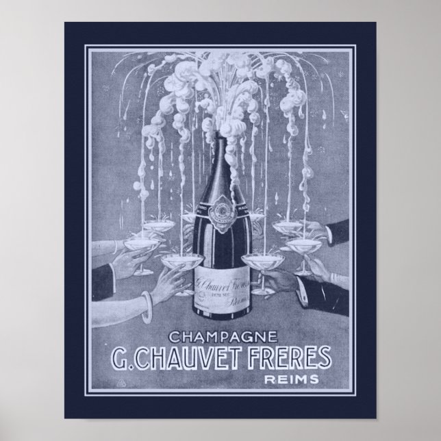 Póster poster de anuncios Art Decó de Champagne de 1923 (Frente)