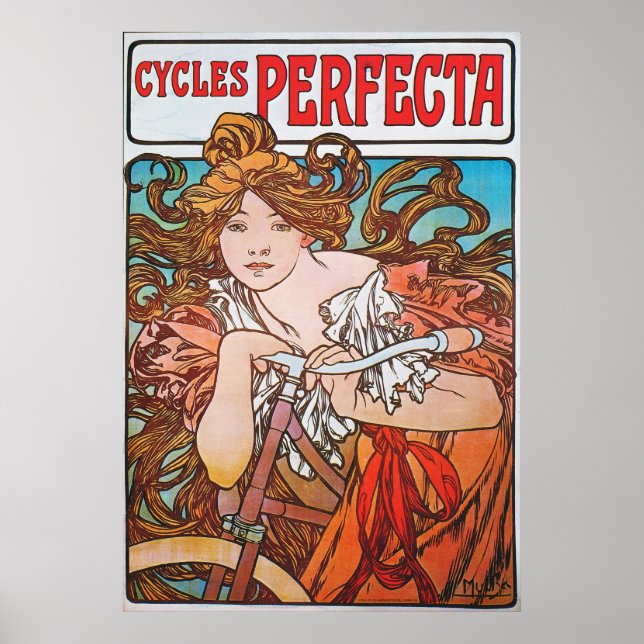 Póster Poster de anuncios de bicicletas de estilo Art Nou (Frente)
