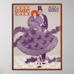 Póster Poster de anuncios de bolas de caridad de época