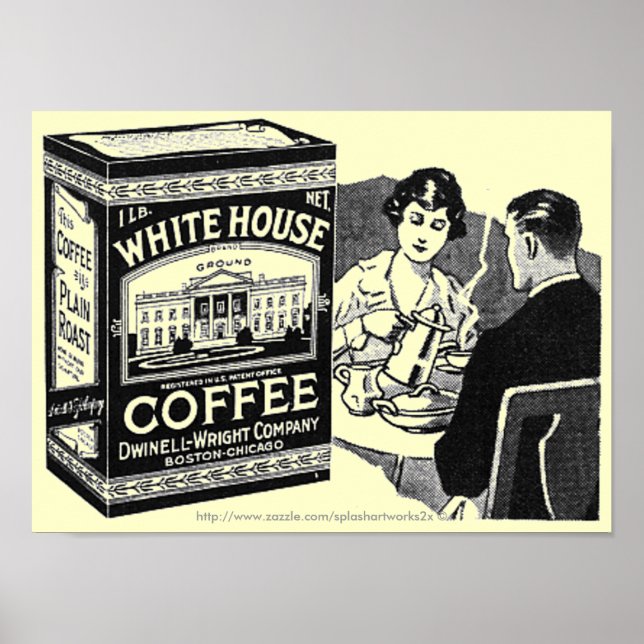 Póster Poster de anuncios de café de la Casa Blanca (Frente)