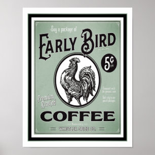 Póster Poster de anuncios de café de pájaro prematuro