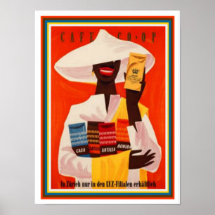 Póster Poster de anuncios de café suizo de época 12 x 16