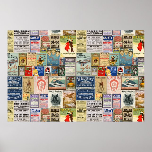 Póster Poster de anuncios publicitarios de época o para d (Frente)