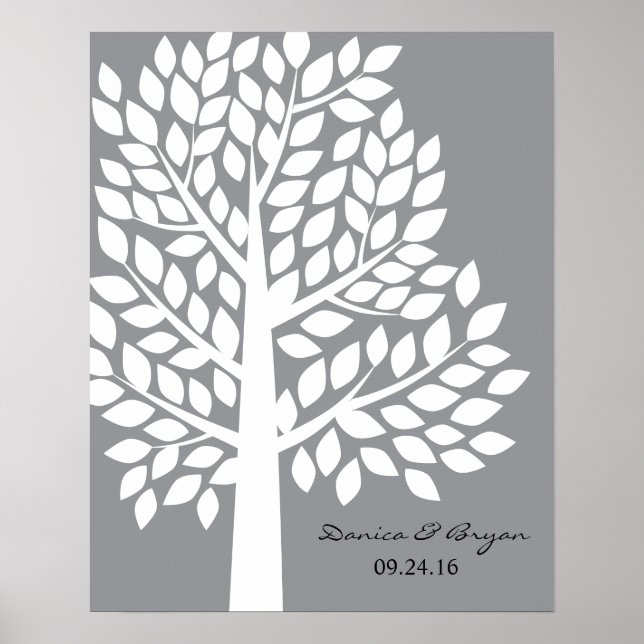 Póster Poster de árbol boda - Gris (Frente)