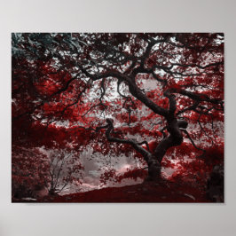 Póster Poster de árbol de cerezo rojo