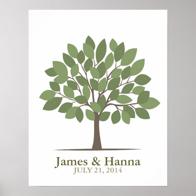 Póster Poster de árbol de firma boda - Green-SM natural (Frente)