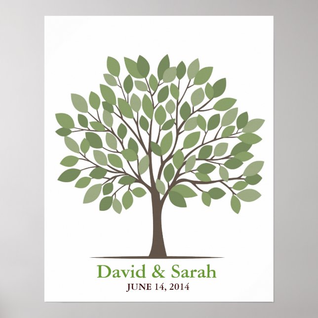 Póster Poster de árbol de firma boda - Verde-MED natural (Frente)