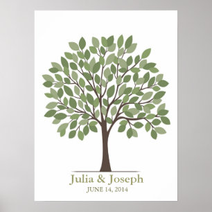 Póster Poster de árbol de firma boda - Verde natural