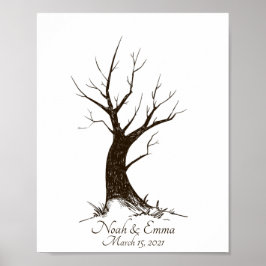 Póster Poster de árbol de huella dactilar boda