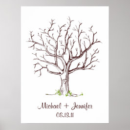 Póster Poster de árbol de huellas dactilares boda (Brown)