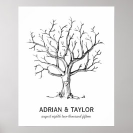 Póster Poster de árbol de huellas dactilares boda (negro)