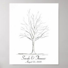 Póster Poster de árbol de huellas dactilares de dibujos d