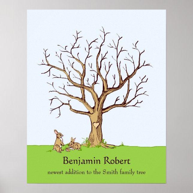 Póster Poster de árbol de huellas digitales del bebé (col (Frente)
