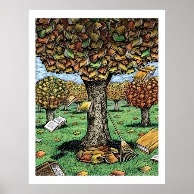 Póster Poster de árbol de libros (Frente)
