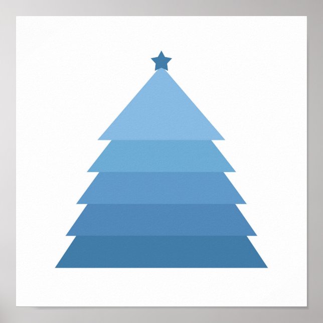 Póster Poster de árbol de navidad azul minimalista (Frente)