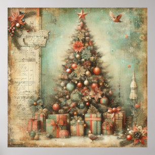 Póster Poster de árbol de Navidad clásico