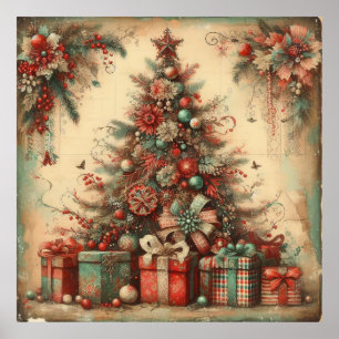 Póster Poster de árbol de Navidad clásico