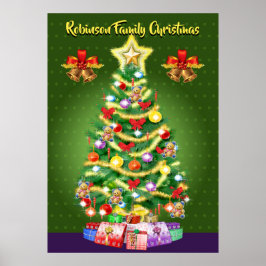Póster Poster de árbol de Navidad de la familia de grande