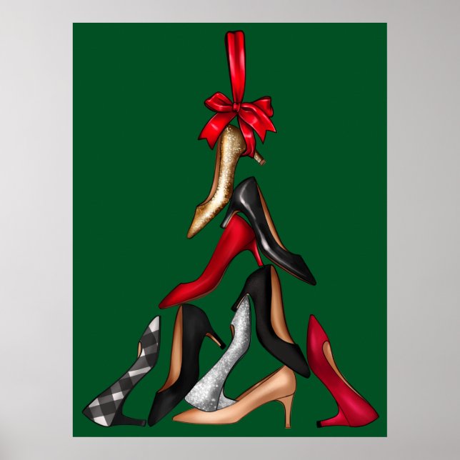 Póster Poster de árbol de Navidad de tacones altos (Frente)