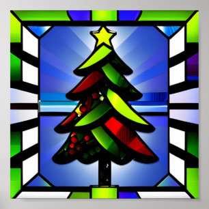Póster Poster de árbol de Navidad de vidrio de manantial