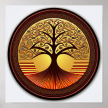 Poster de árbol de oro y marrón