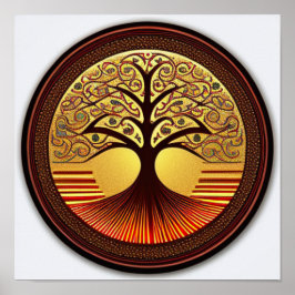 Póster Poster de árbol de oro y marrón