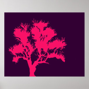 Póster Poster de árbol rosa y púrpura