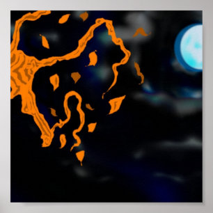 Póster Poster de árbol y luna