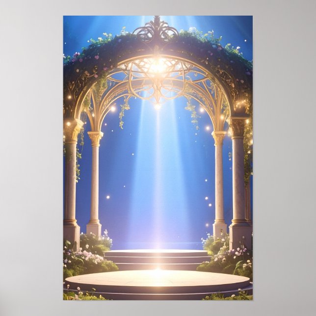 Póster Poster de arcos del bosque de luz divino (Frente)