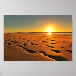 Póster Poster De Arena Sunset Sundown Beach Seaside Ocean