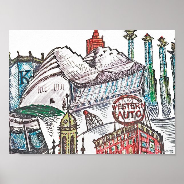 Póster Poster de Arquitectura Icónica de Kansas City (Frente)