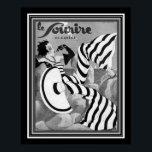 Póster poster de Art Deco Le Sourire de 1933 en blanco y<br><div class="desc">Popular 1933,  Art Deco,  portada de la revista francesa Le Sourire en blanco y negro. También disponible en color.</div>