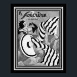 Póster poster de Art Deco Le Sourire de 1933 en blanco y<br><div class="desc">Popular 1933,  Art Deco,  portada de la revista francesa Le Sourire en blanco y negro. También disponible en color.</div>