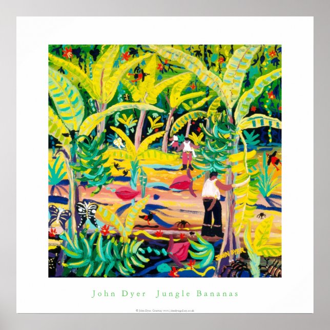 Póster Poster de Arte: Bananas de selva, selva tropical d (Frente)