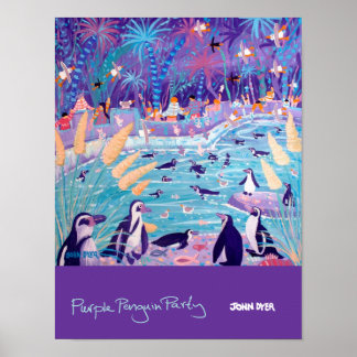 Póster Poster de arte: Fiesta púrpura pingüino en el zool